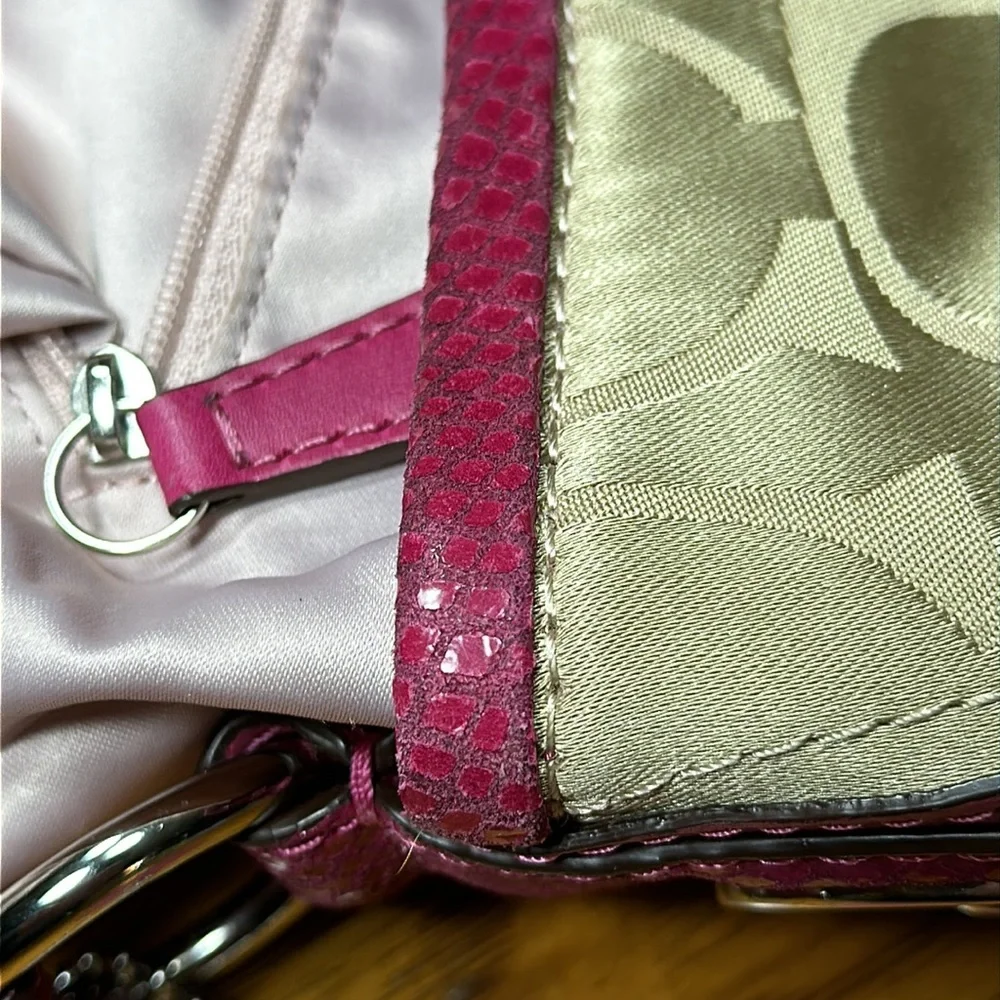 COACH Peyton Signature Sateen Turnlock Snakeprint Hobo